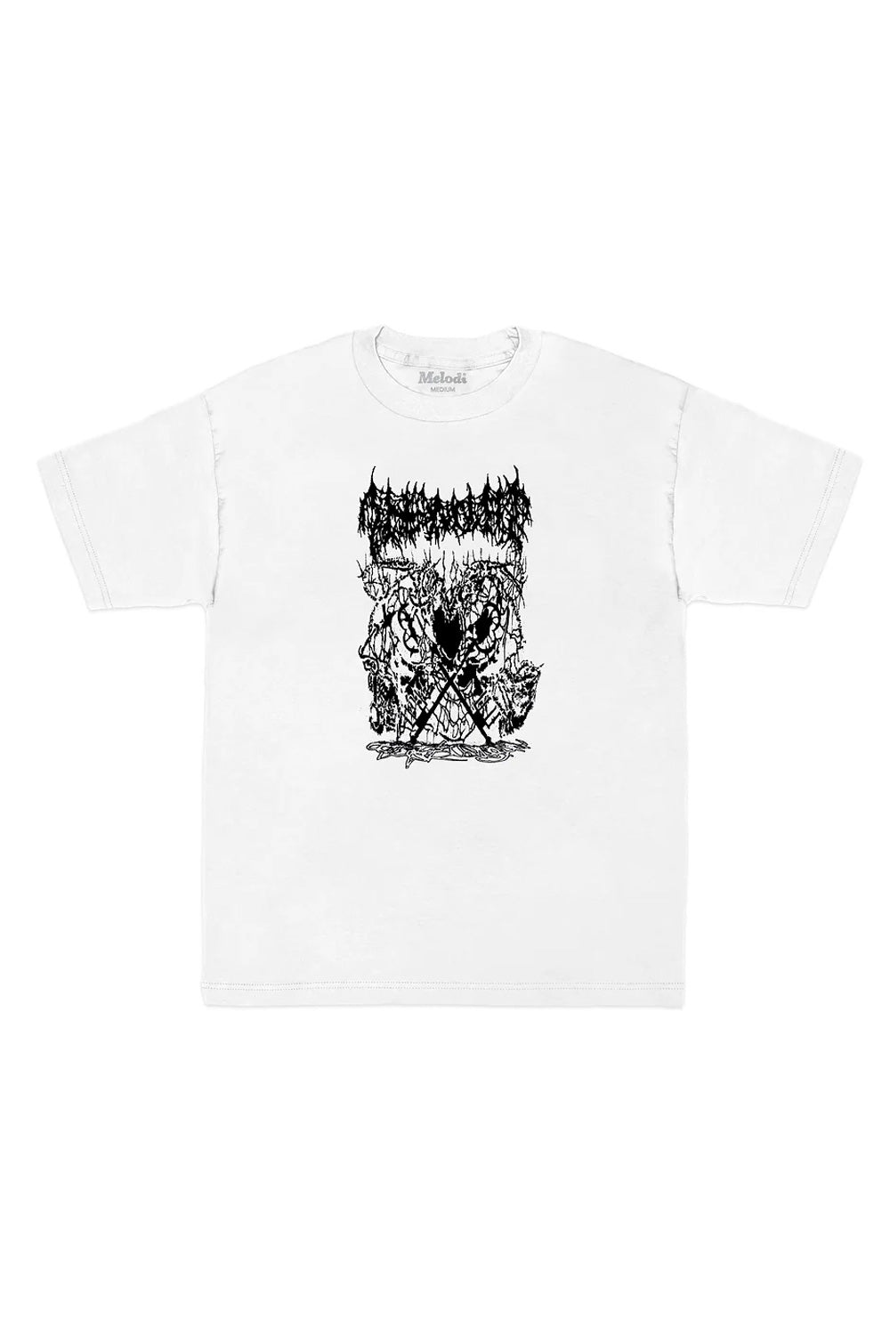 EC Melodi Gruel T-Shirt White – Weißes T-Shirt von EC Melodi mit kreativem Gruel-Print für einen modernen Streetwear-Look