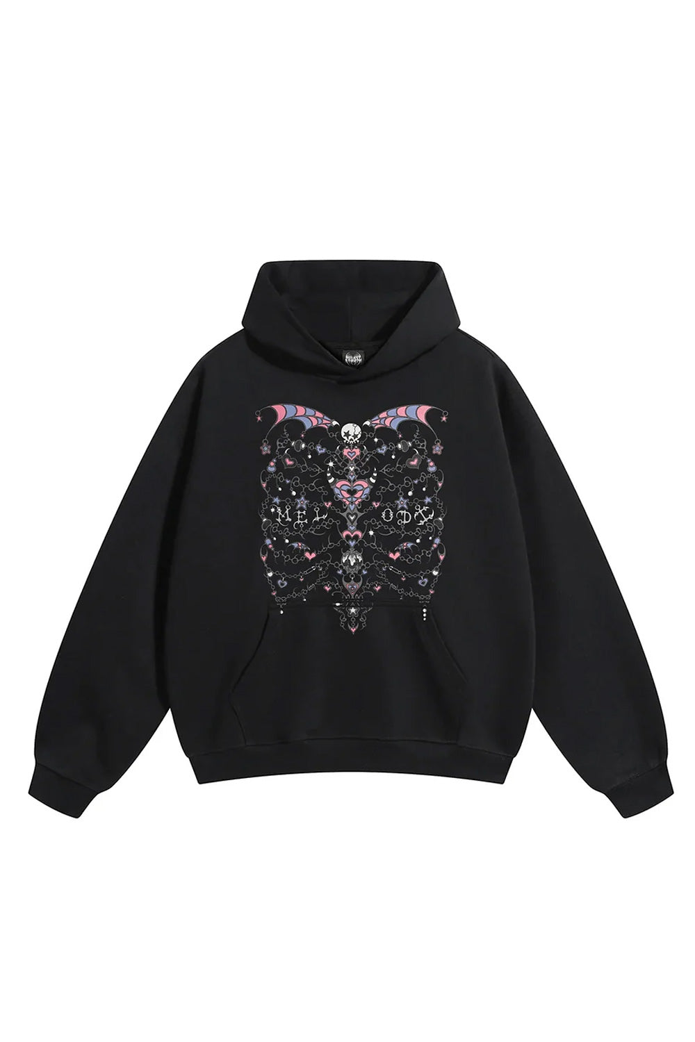 EC Melodi Rib Cage Hoodie Black – Trendiger schwarzer Hoodie mit einzigartigem Rib Cage Design für modernen Streetwear-Stil