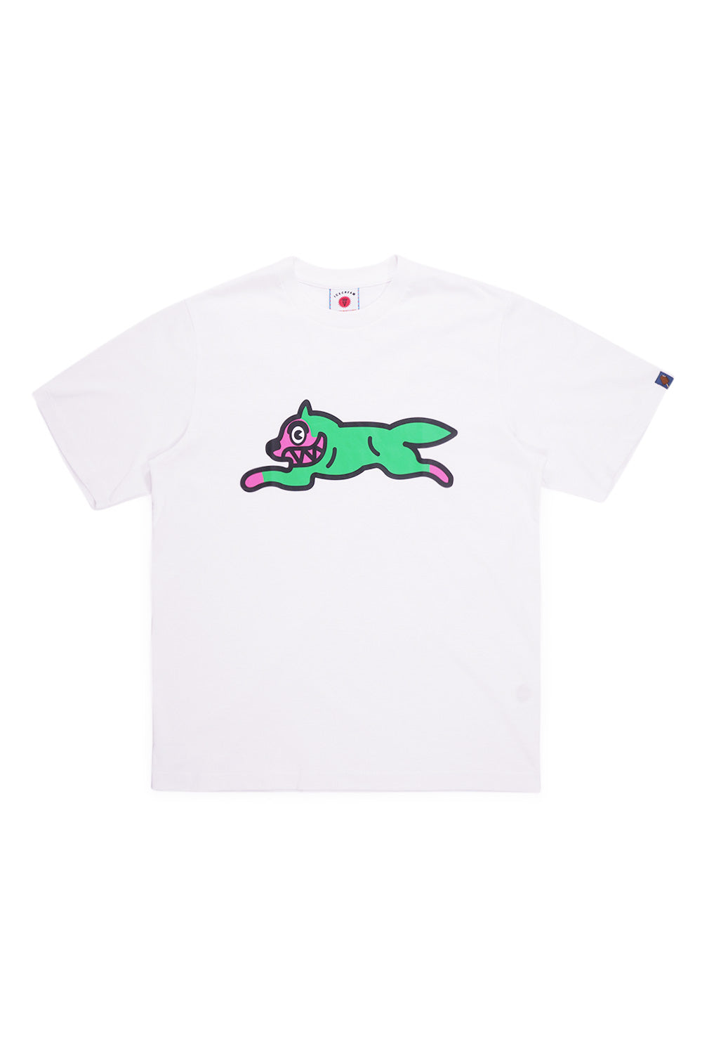 IceCream Running Dog T-Shirt White (Green Print) BONKERS