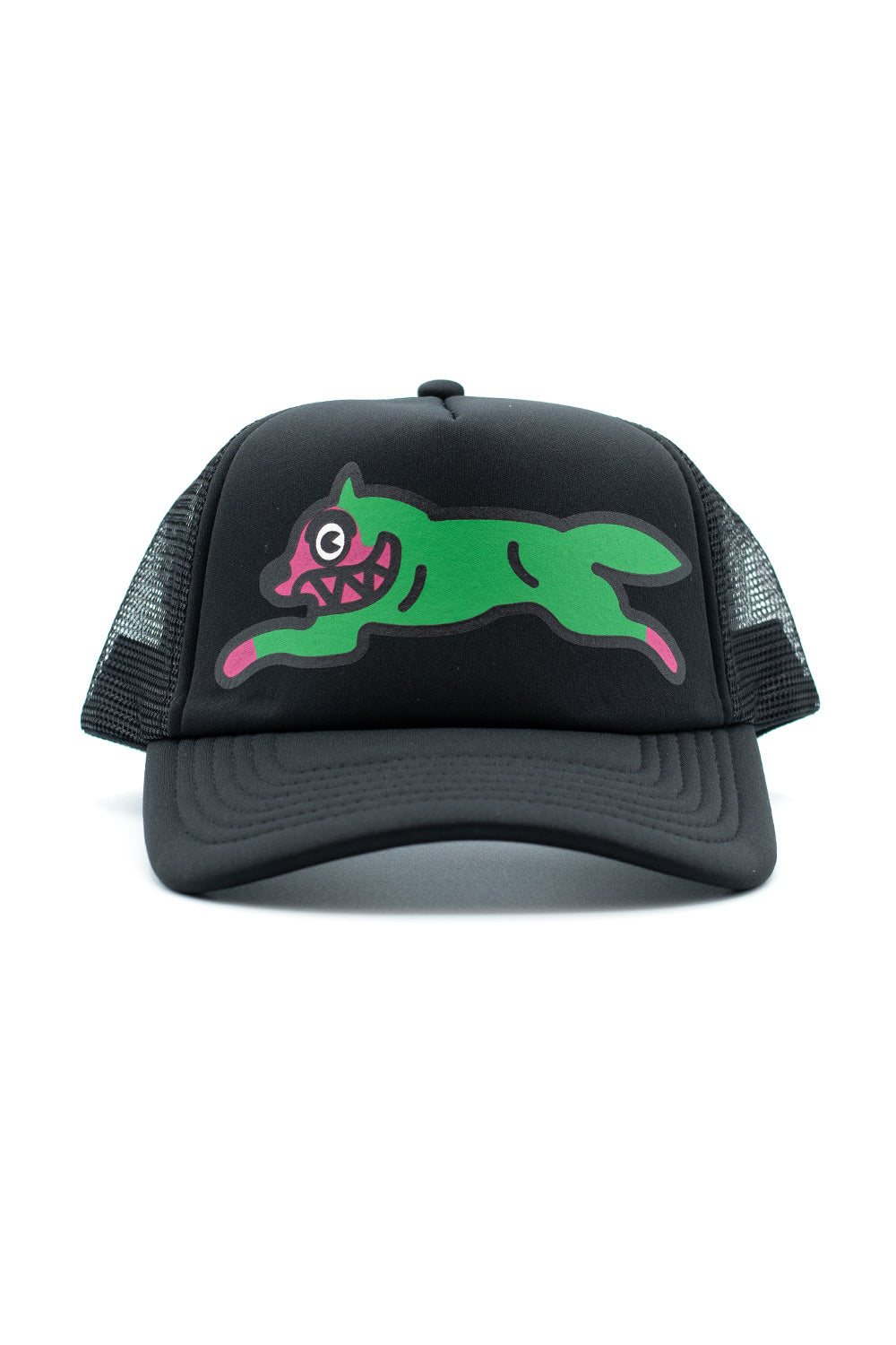 IceCream Running Dog Trucker Cap Black – Schwarze IceCream Trucker Cap mit Running Dog-Design für einen coolen Streetwear-Look