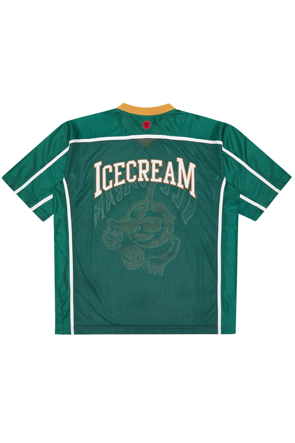 Trendy Ice Cream green football top with red cherry applique detail for casual style