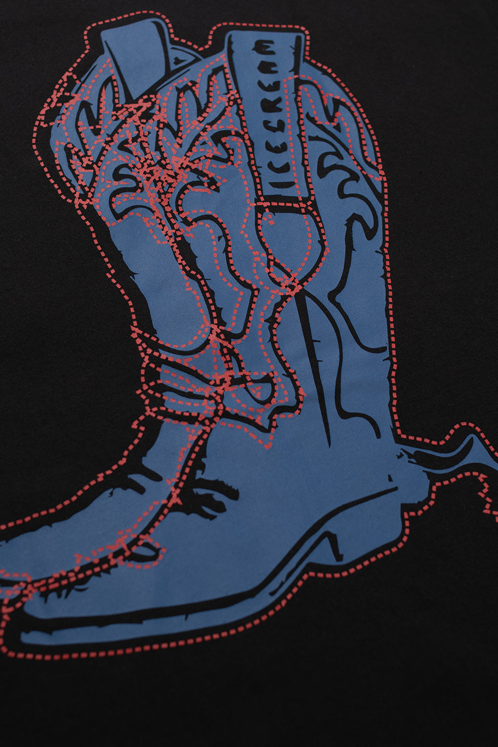 Casual Ice Cream Cowboy Boot T-shirt in black with striking western-inspired design