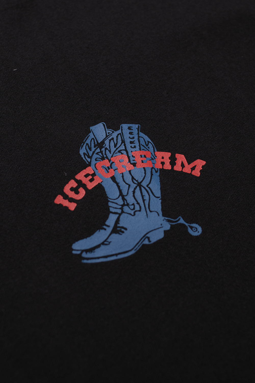 Ice Cream black T-shirt with iconic cowboy boot graphic print for modern street fashion