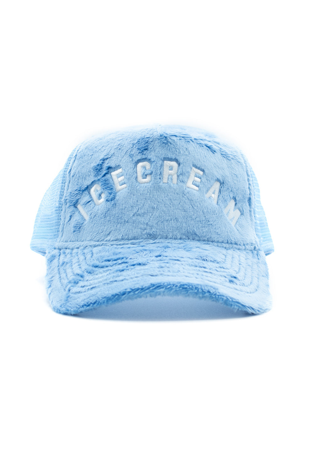 Icecream Fur Trucker Cap Blue – Stylische blaue Trucker-Kappe mit Fell-Details und gesticktem Logo