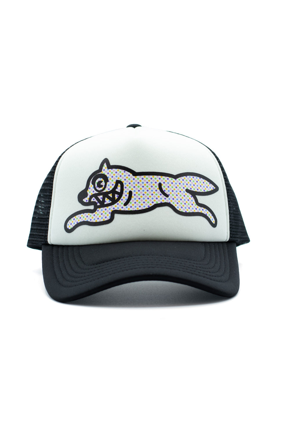 IceCream Polka Dot Running Dog Trucker Cap in Weiß – Skate-inspirierte Streetwear-Cap mit kultigem Frontprint.