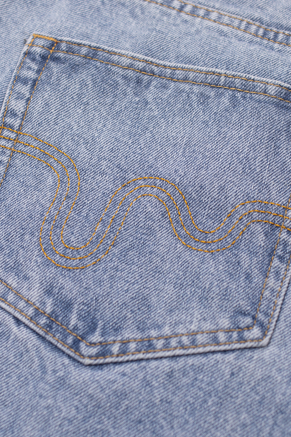 IceCream Running Dog Tripple Scoop Baggy Denim Pant Heavy Wash Blue (White Print) - BONKERS