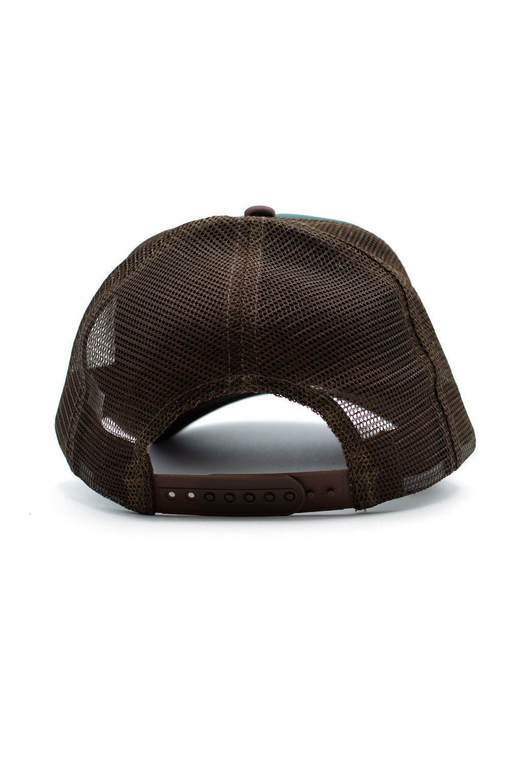 Trendy Ice Cream green Running Dog trucker hat featuring bold logo and mesh back