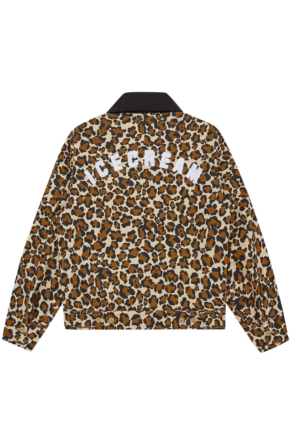 Icecream Leopard Print Work Jacket – Robuste Streetwear-Jacke mit durchgehendem Animal-Print und hochwertiger Verarbeitung