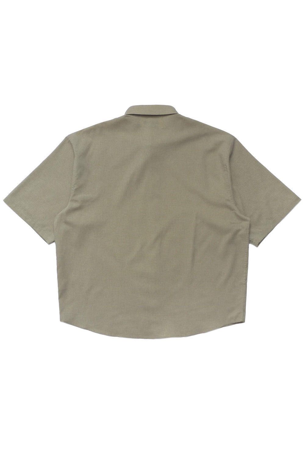 Oversized button up shirt in green with a minimalist back design, comfortable fit and modern Los Angeles streetwear influences by Metalwood Studio