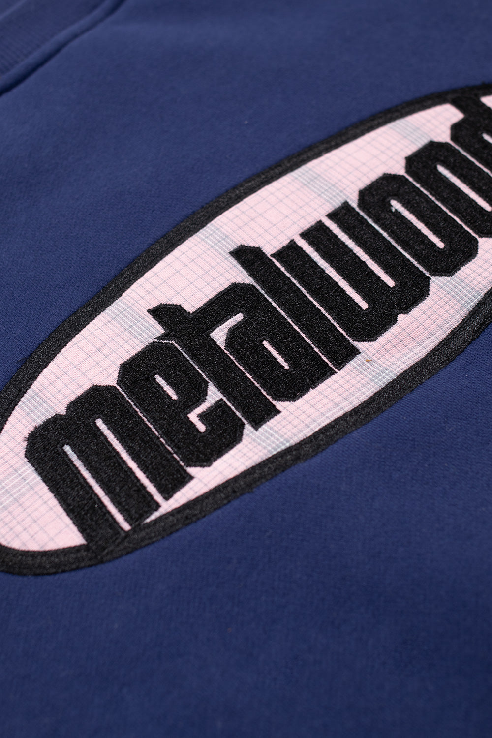 Metalwood Studio Plaid Oval Logo Raglan Crewneck Sweatshirt Navy - BONKERS