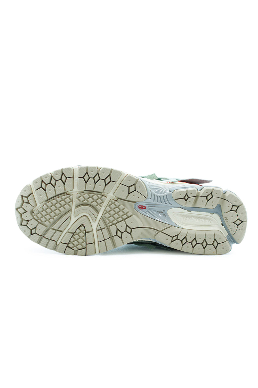 Outsole detail of New Balance 1906A showing durable rubber traction pattern, stability zones and performance tread designed for grip, comfort and everyday wear