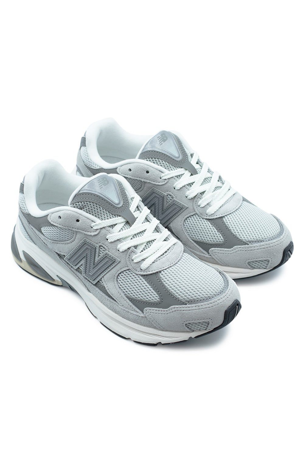 angled pair of New Balance 2010 Raincloud Harbor Grey sneakers highlighting premium suede overlays, ventilated mesh panels and advanced cushioning technology