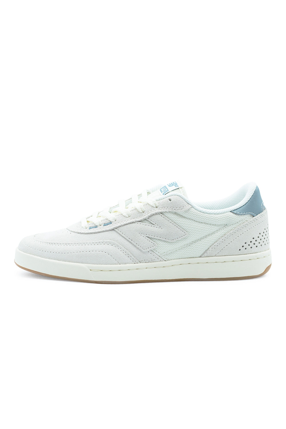 New Balance Numeric 440v2 Sea Salt Salt Water skate shoe side view featuring lightweight suede and mesh upper, ABZORB cushioning and durable Ndurance rubber outsole for skateboarding