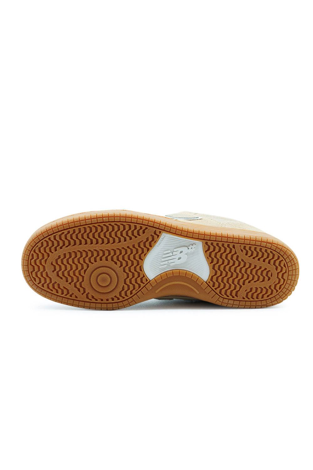 outsole of New Balance Numeric 480 skateboarding shoe featuring gum rubber traction pattern engineered for grip, board control and long-lasting durability