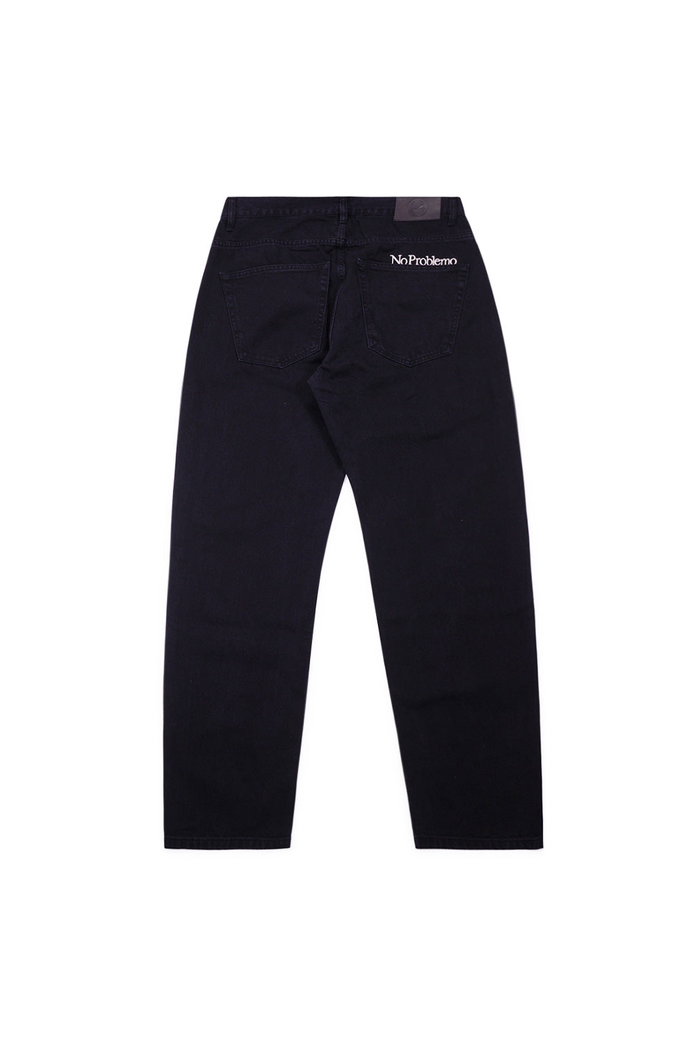"No Problemo Bagi Jean Black – Trendige schwarze Jeans mit komfortablem Schnitt und markantem No Problemo-Logo"
