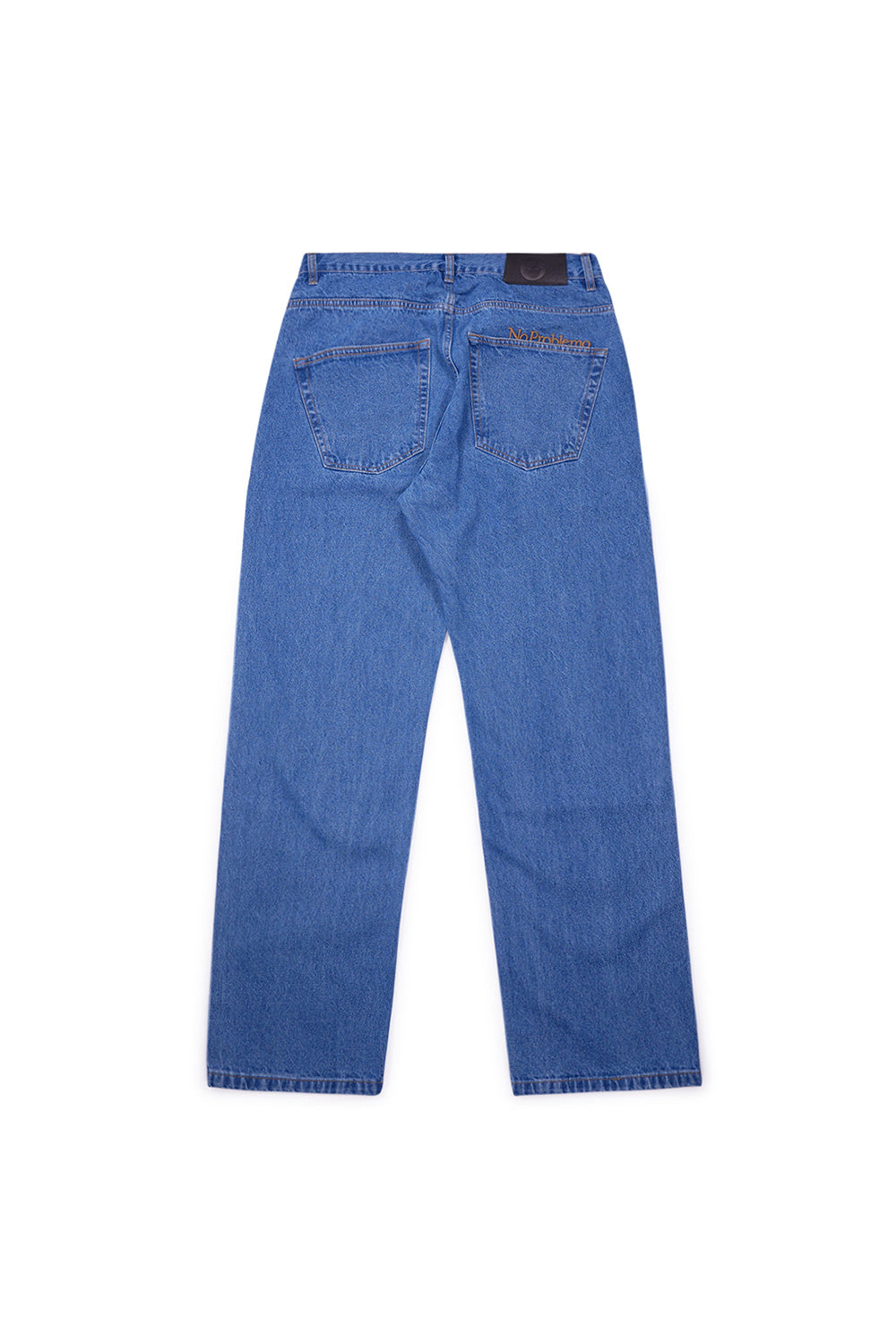 "No Problemo Bagi Jean Blue – Stylische blaue Jeans mit markantem No Problemo-Logo für urbane Looks"