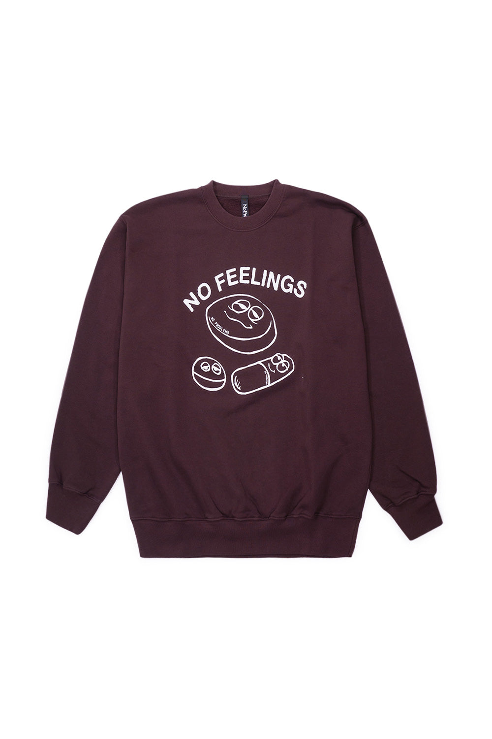 "No Problemo Hard Feelings Crewneck Sweat Brown – Braunfarbener Sweatshirt mit 'Hard Feelings'-Schriftzug für entspannte Streetwear-Styles"