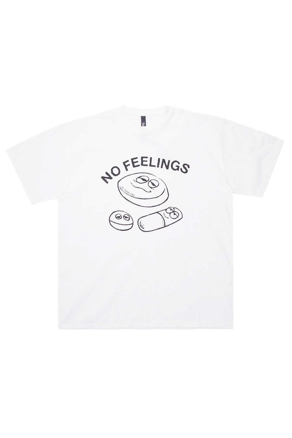 "No Problemo 'Hard Feelings' T-Shirt White – Weißes T-Shirt mit auffälligem 'Hard Feelings'-Print für lässige Streetwear-Outfits"