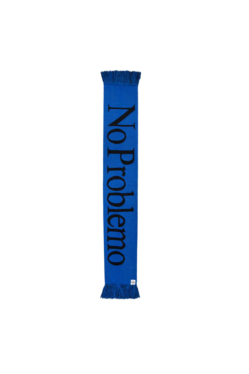"No Problemo Scarf Blue – Stylischer blauer Schal mit markantem Logo für ein trendiges Statement in der kalten Jahreszeit"