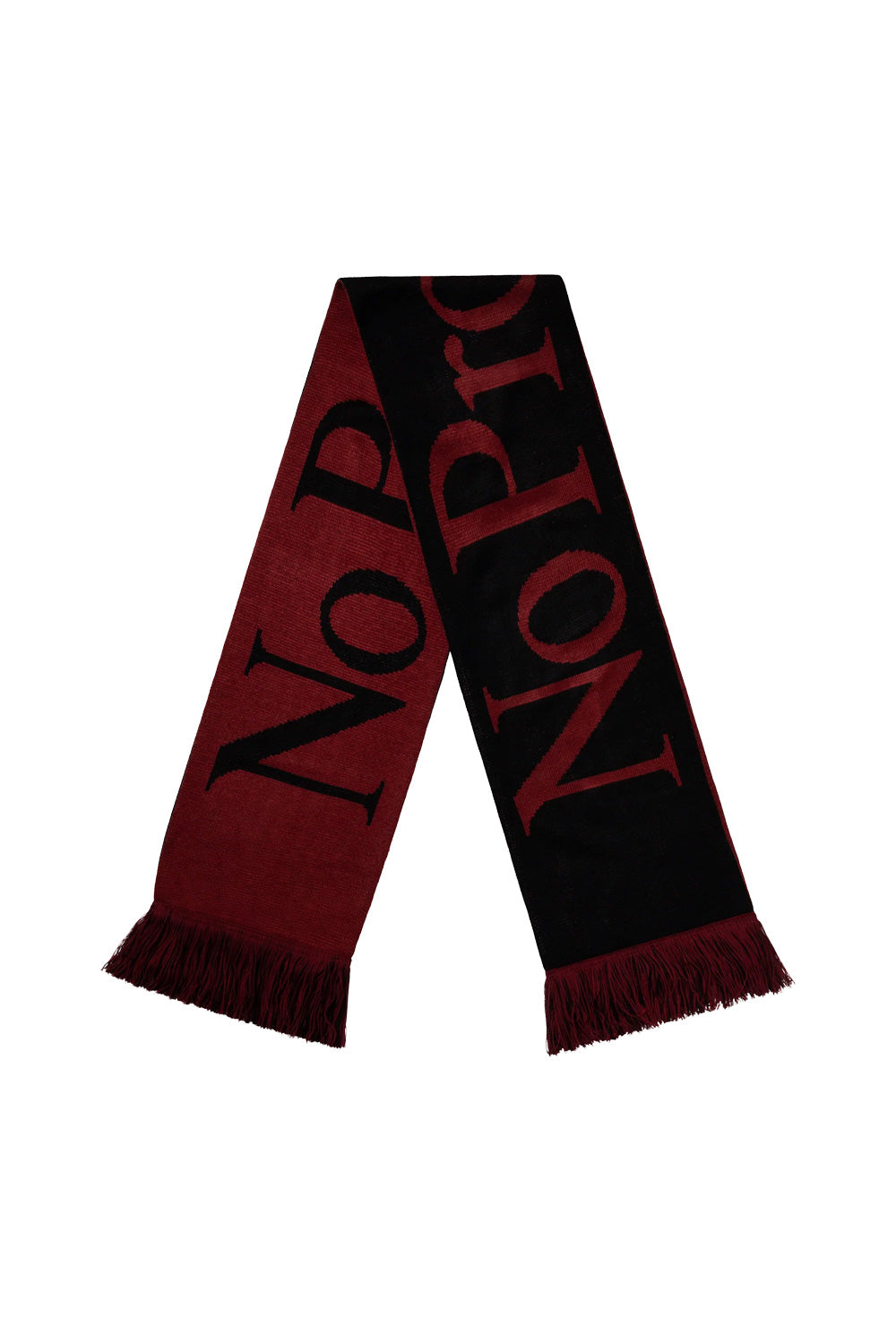 "No Problemo Scarf Burgundy – Stylischer burgunderfarbener Schal mit markantem Problemo-Logo für einen urbanen Look"