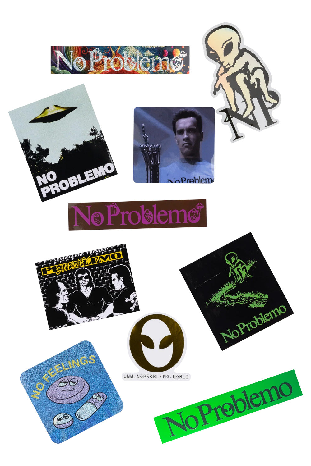 "Bunte No Problemo Sticker – stylische Aufkleber mit einzigartigen Motiven für Streetwear- und Design-Fans"