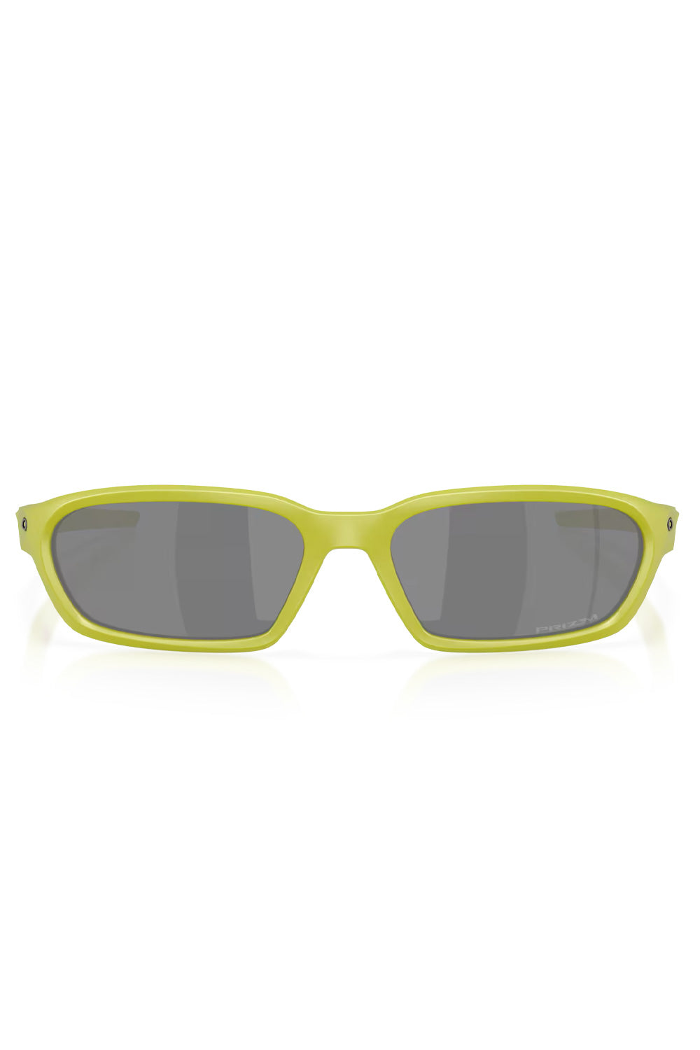 Direct front view of the Oakley Terraforma sunglasses showcasing the low base curve Matte Cactus green frame and rectangular Prizm Black lenses.