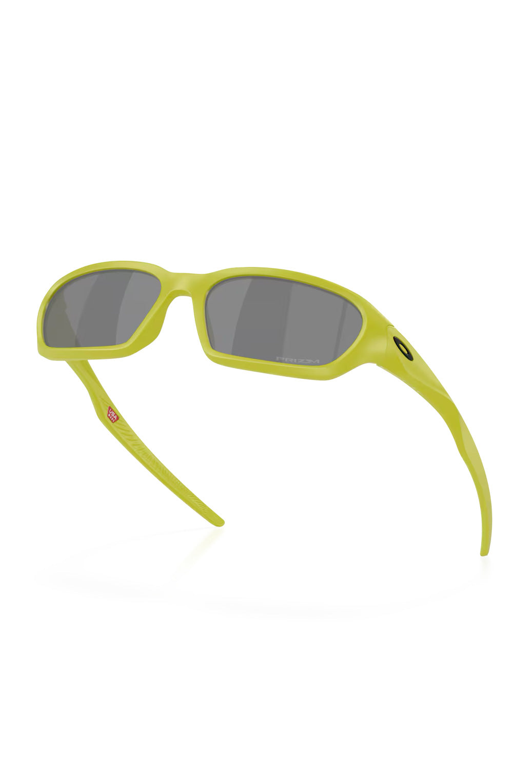 Dynamic angled view of the Oakley Terraforma sunglasses showing the lightweight Matte Cactus frame construction and inner USA Made stamp.
