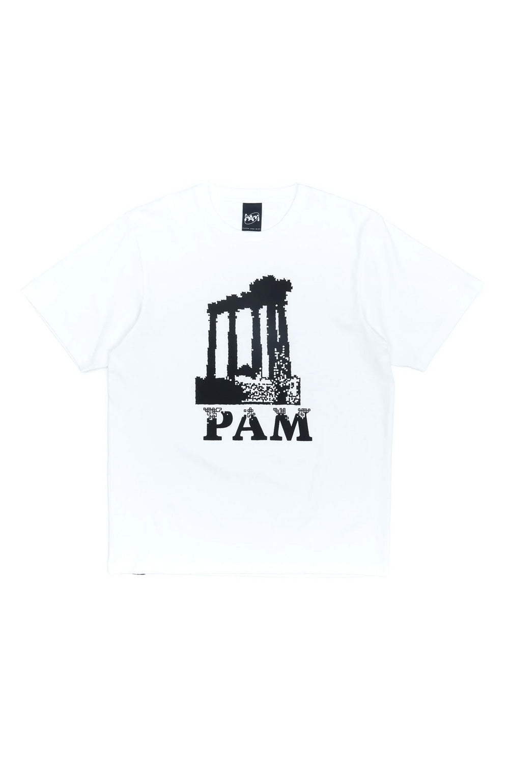 "Perks and Mini Pillars T-Shirt in Weiß – lockerer Schnitt mit kreativer Front- und Rücken-Grafik"