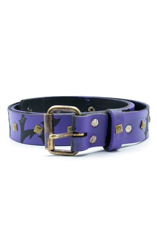 Personal Joint Studded Leather Belt Purple - BONKERS