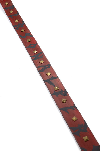 Personal Joint Studded Leather Belt Red - BONKERS