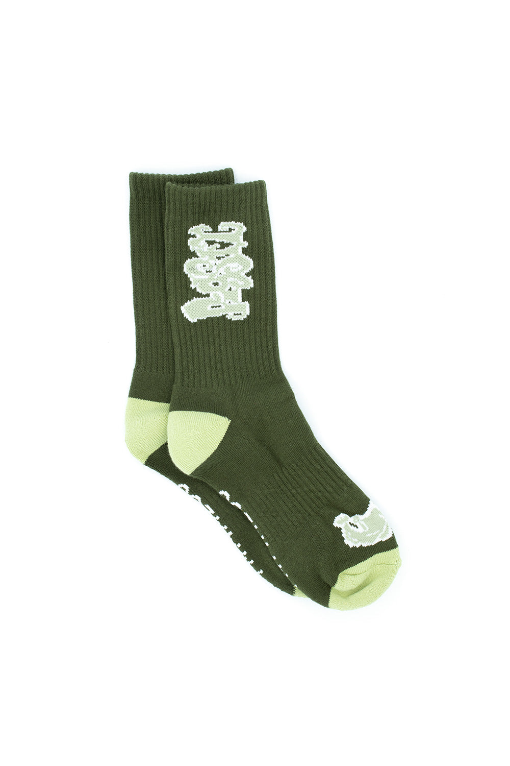 "Pigsty Logo Socks in Khaki Green – Stylische Socken mit Logo-Design"