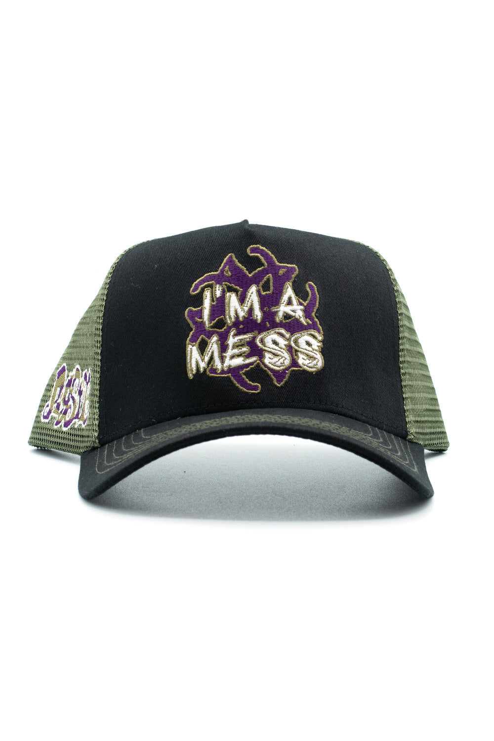 "Pigsty Mess Trucker Cap in Schwarz – Stylische Trucker-Mütze mit Mesh-Design"