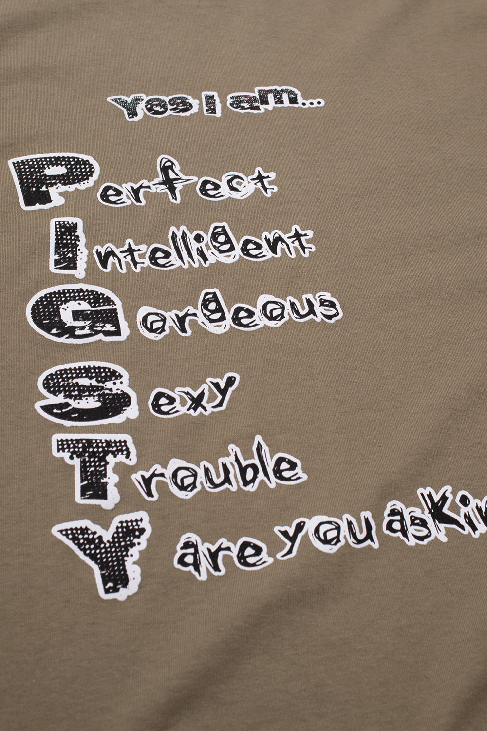 "Pigsty Perfect T-Shirt – Khakifarbenes Shirt mit modernem Schnitt"