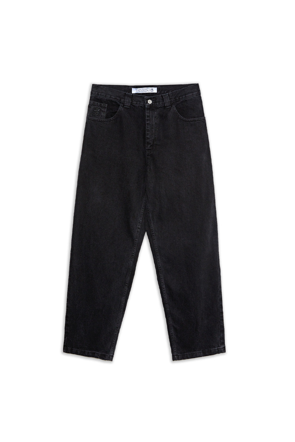 Polar Skate Co. 93 Denim Pant Pitch Black – Vorderansicht der baggy geschnittenen 5-Pocket Jeans