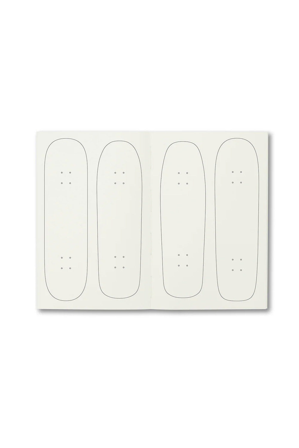 Innenansicht des Polar Skate Co. Deck Books – Doppelseite mit verschiedenen Skateboard-Deck-Grafiken