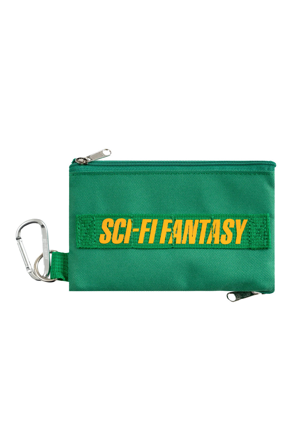Frontalansicht der grünen Sci-Fi Fantasy Carry-All Tasche mit gelbem Logoaufdruck