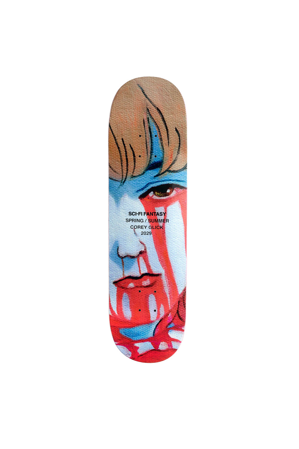 Frontalansicht des Sci-Fi Fantasy Corey Glick Beheaded Skateboard-Decks in 8,38 Zoll mit einzigartigem Design