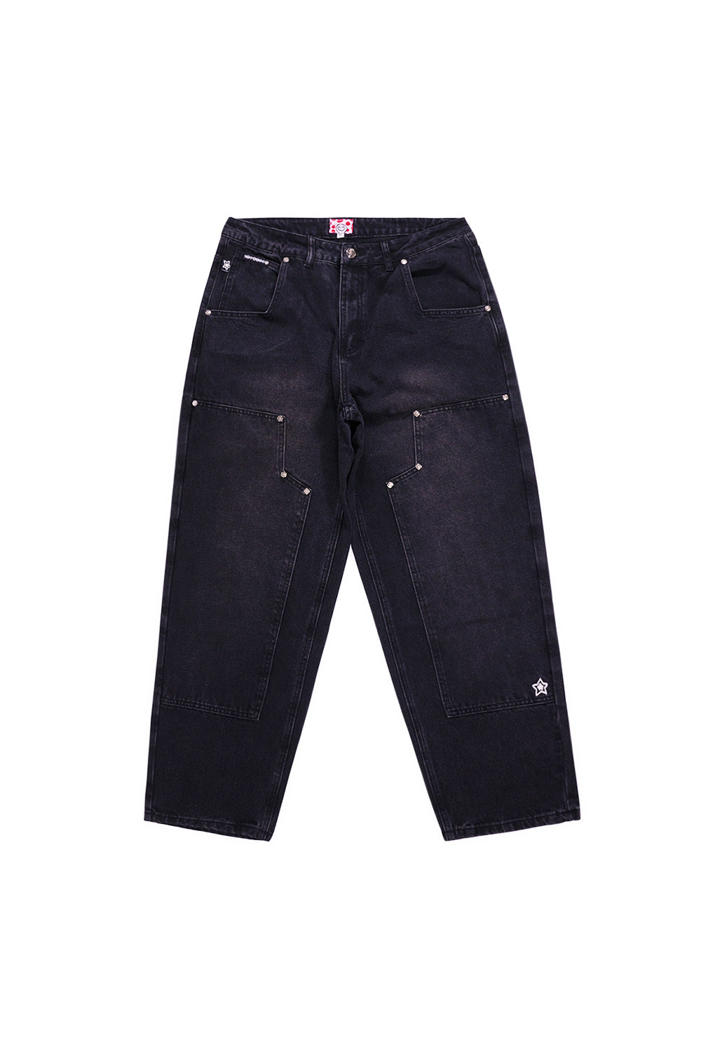 Starteam East Village Double Knee Star Jeans Black – Coole schwarze Jeans mit doppeltem Knie-Design und Sternenmuster