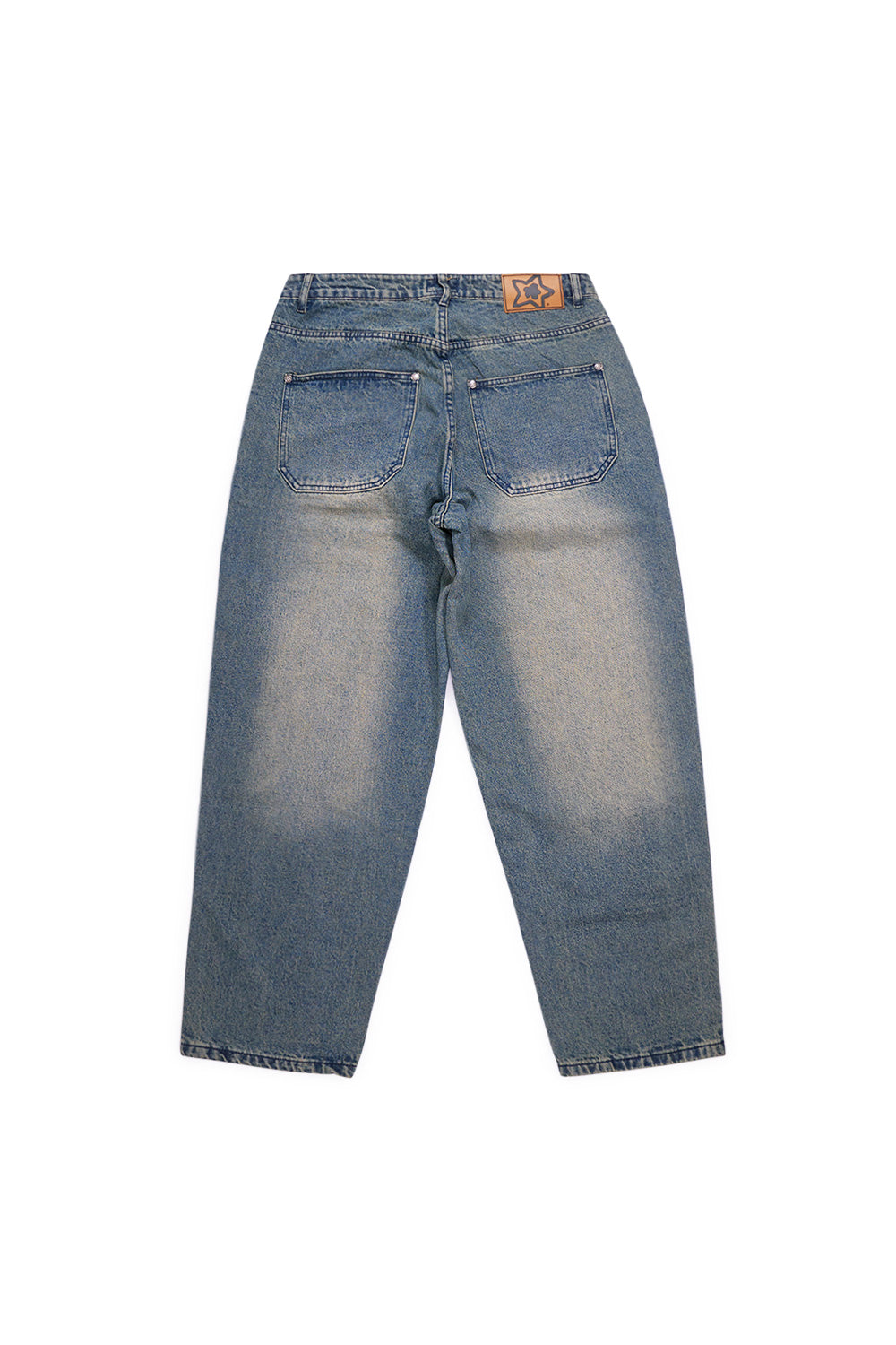 Starteam East Village Blue Double Knee Star Jeans – Coole blaue Denim-Jeans mit doppeltem Knie-Design und auffälligem Sternen-Muster