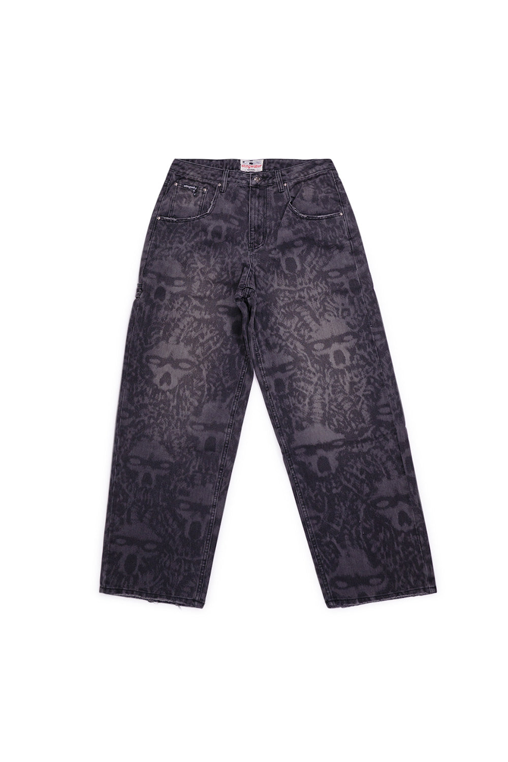 Stingwater Ego Death Jeans – Schwarze Baggy-Fit Jeans mit auffälligen Prints