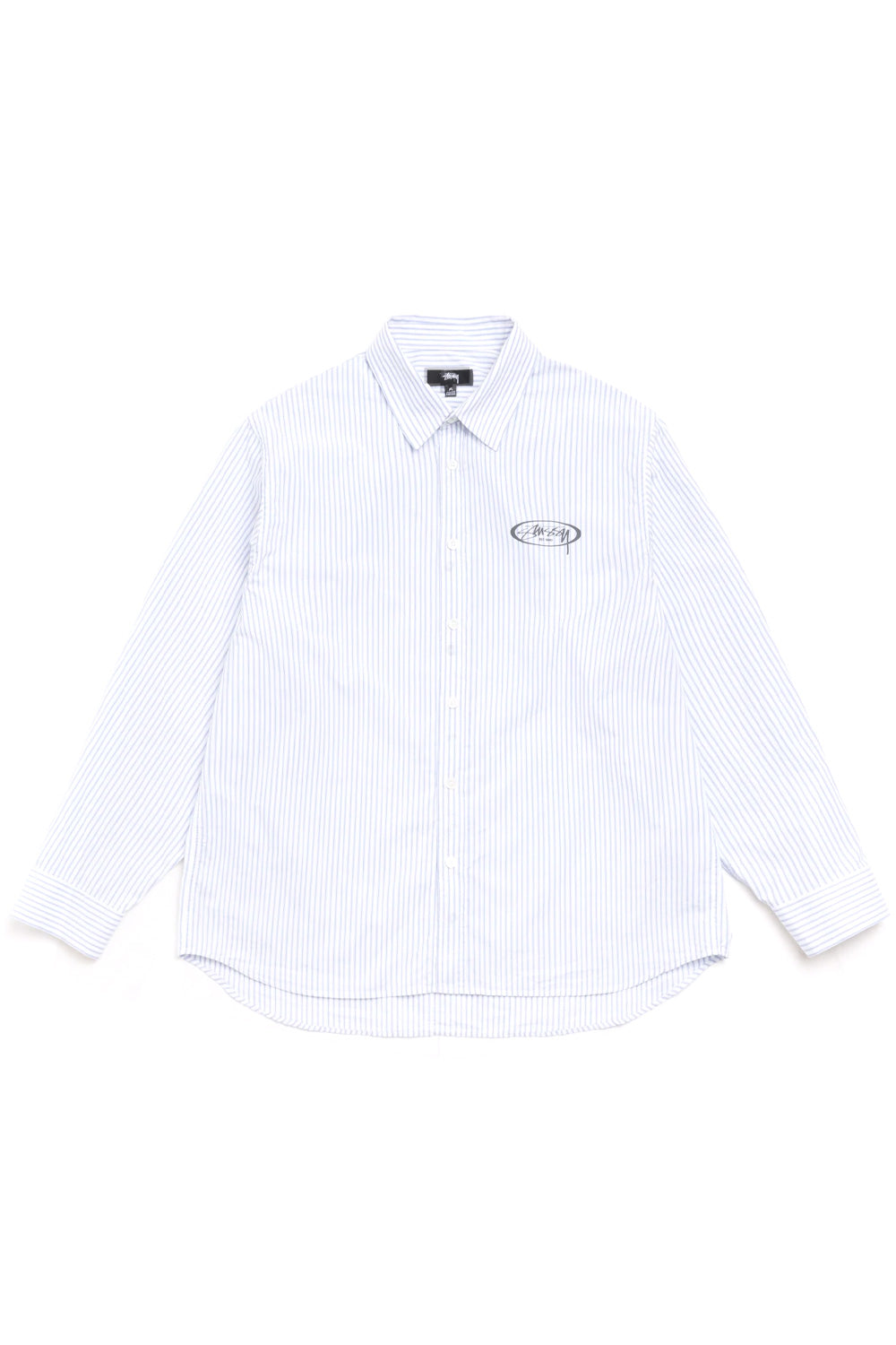 Stüssy Standard LS Shirt Logo Blue Stripe - BONKERS