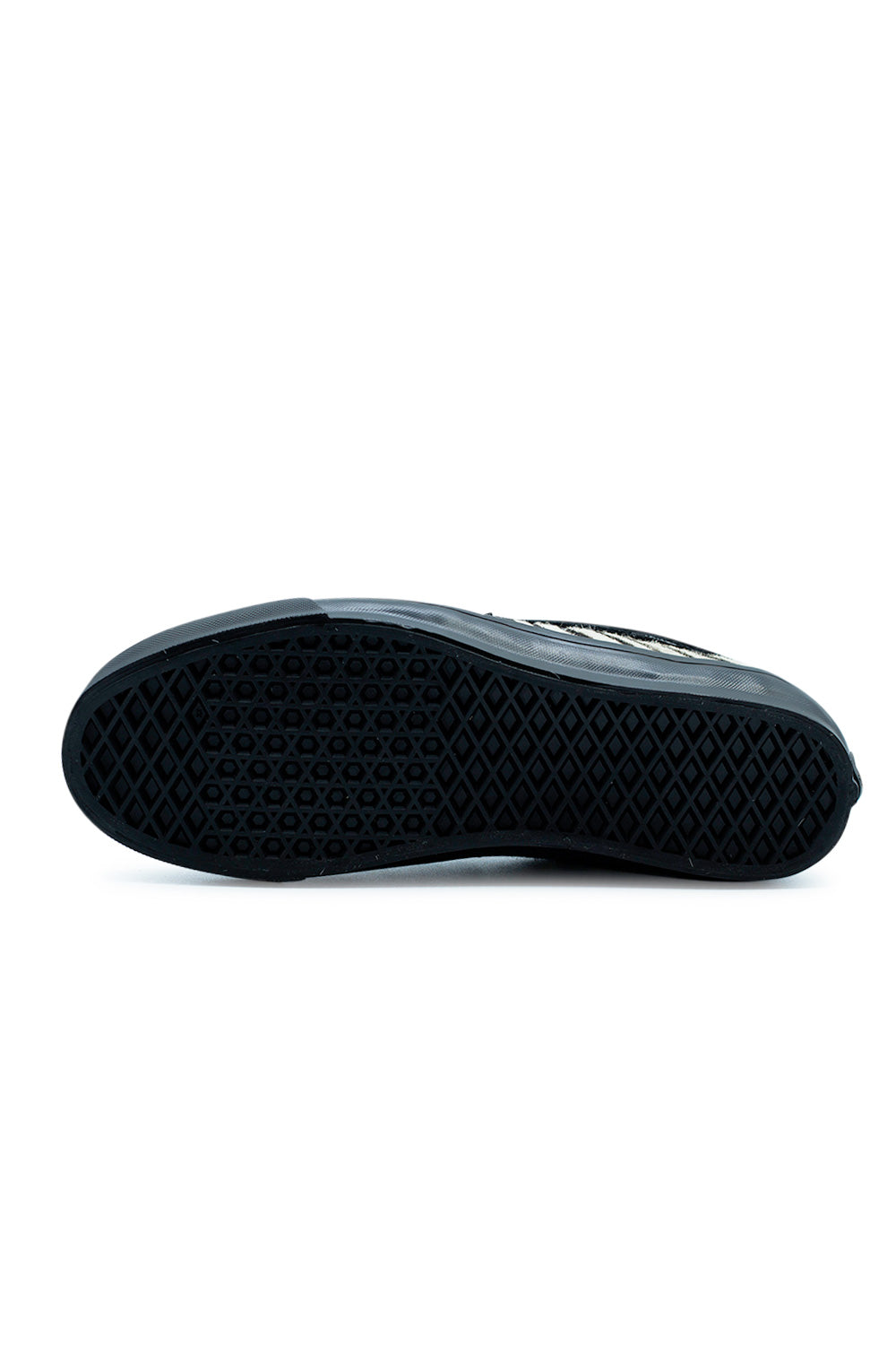 Vans waffle outsole of LX Loafer 53 pony hair zebra with signature traction pattern, vulcanized rubber sole for grip, durability and authentic skate-inspired comfort