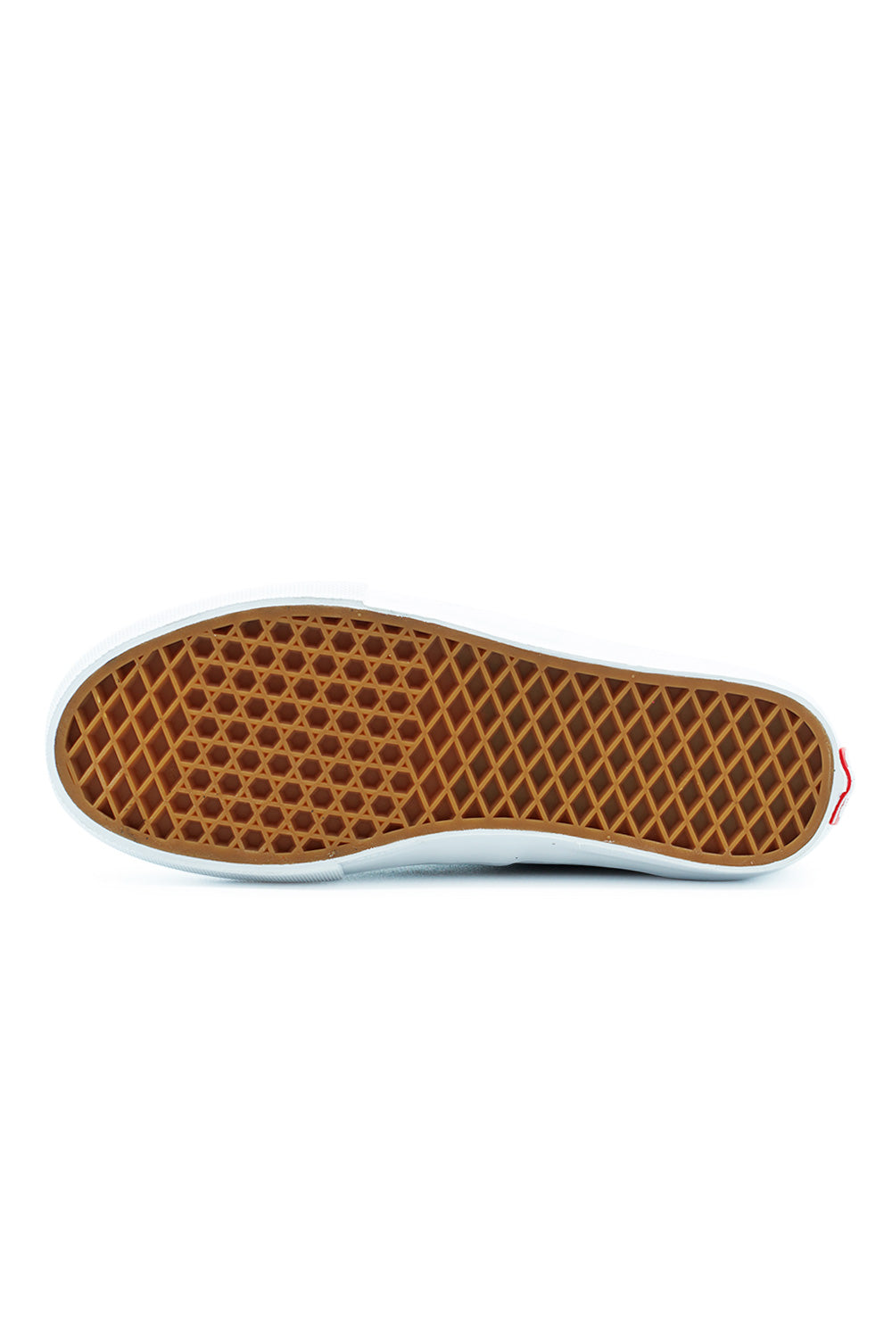 Outsole detail of Vans Skate Authentic Mid Black White displaying SickStick waffle tread pattern designed for maximum traction, grip, and board control.