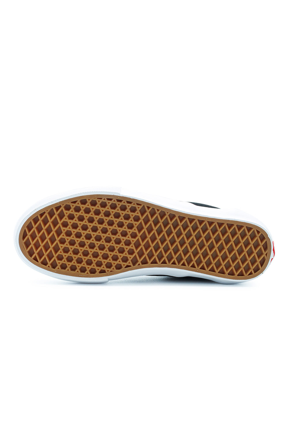 Outsole detail Vans Skate Slip-On skateboard shoe showing SickStick gum rubber waffle tread pattern for maximum grip and control