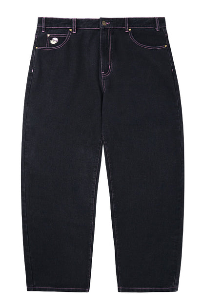 Butter Goods Santosuosso Denim Baggy Pants Washed Black (Pink Seams) - BONKERS