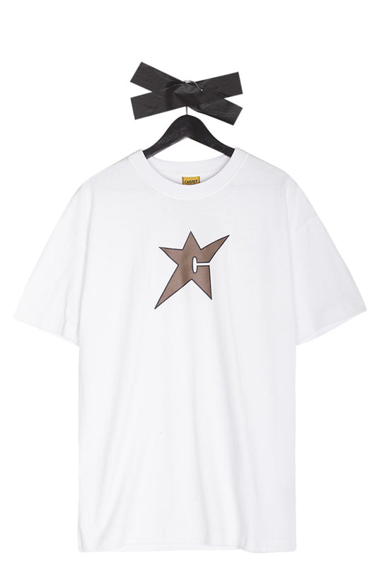 Carpet Company C-Star T-Shirt White (Brown Print) - BONKERS