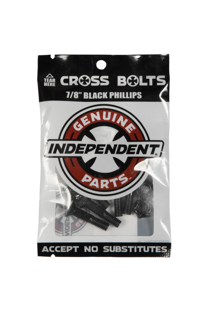 "Independent Genuine Parts 7/8 Phillips Bolts in Schwarz – Robuste Schrauben für Skateboard-Trucks, ideal für langlebige Verbindungen."