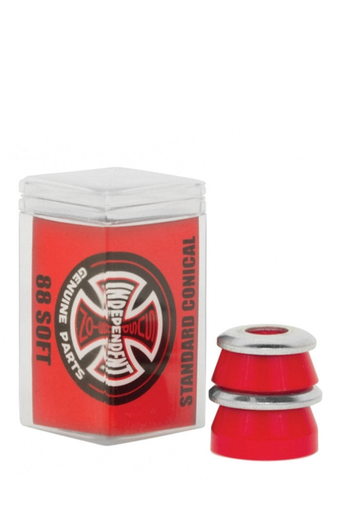 "Independent Standard Conical Cushions Bushings Soft 88A – Skateboard-Buchsen für mehr Flexibilität und geschmeidige Turns bei niedrigem Widerstand."