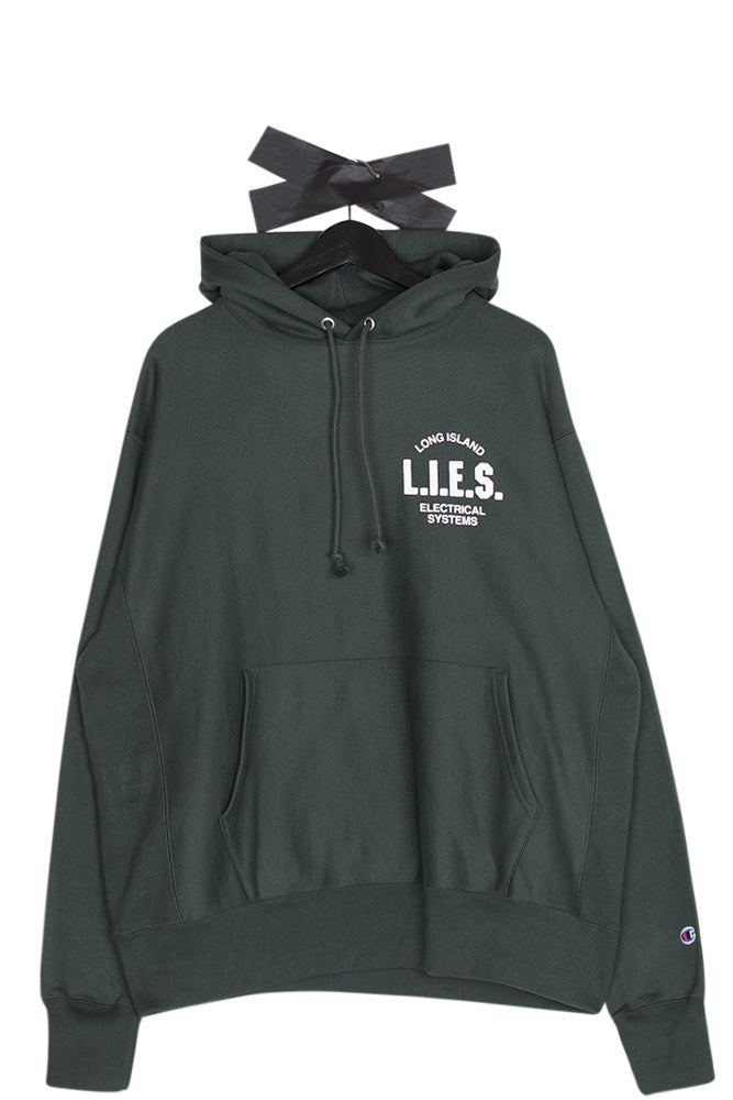 L.I.E.S. Records Classic Logo Hoodie Forest Green - BONKERS