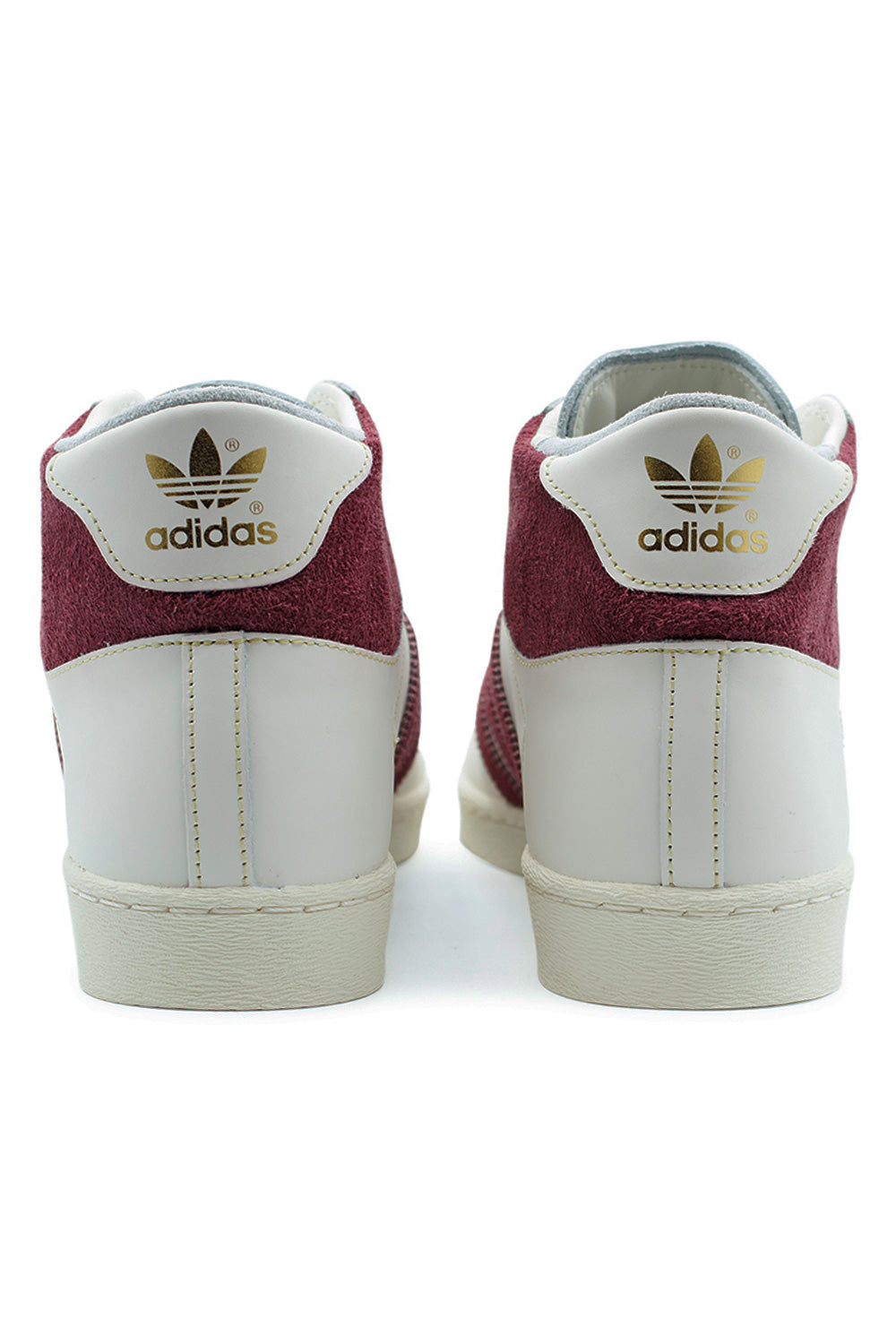 High-quality Adidas Jabbar Hi x Mark Gonzales white leather shoe, padded ankle, suede toe-cap, and woven tongue label with Gonz artwork.